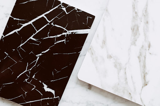 black and white marble tiles